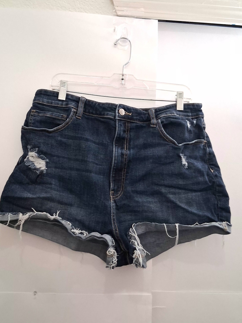 WILLOW & ROOT High-Rise Distressed Denim Short